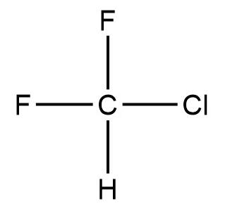 Chemical structural formula of R22 air conditioning refrigerant